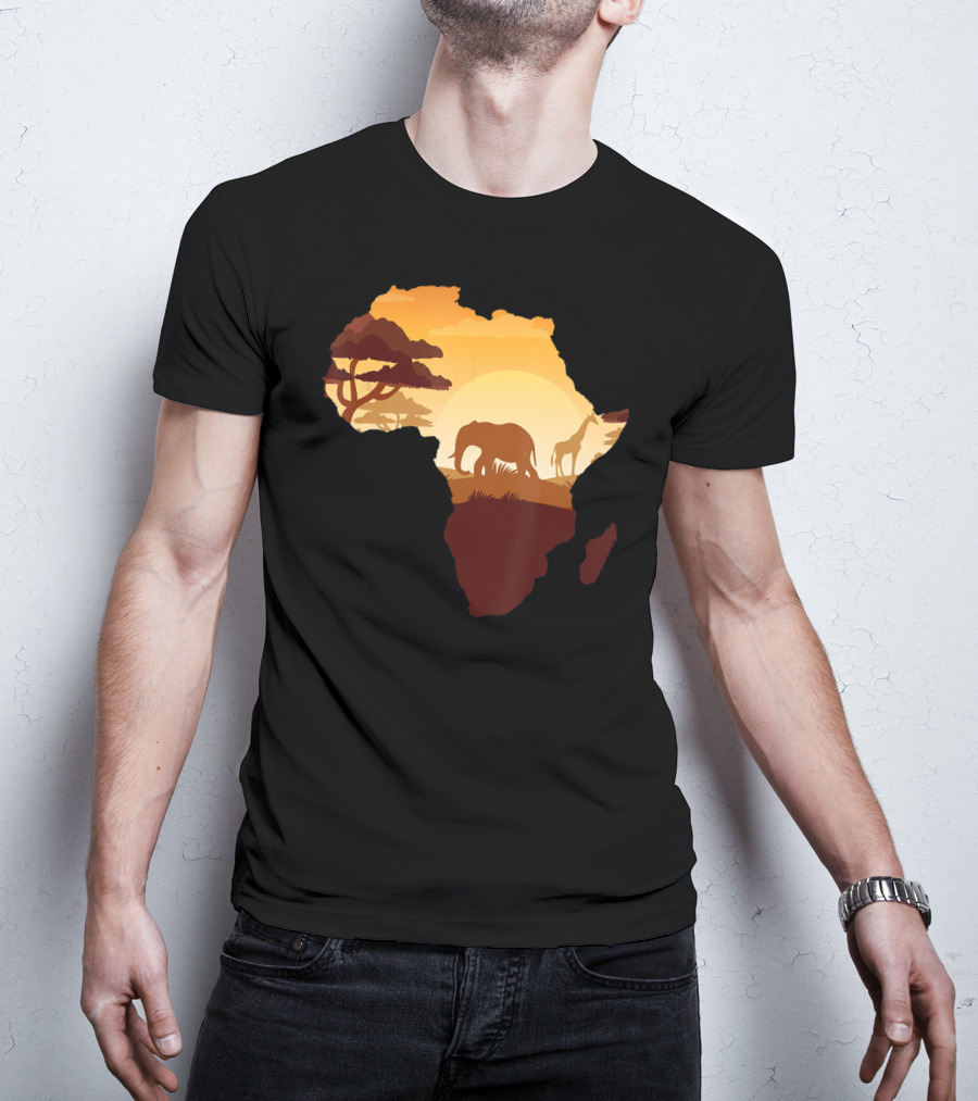 Wildlife Safari Animals Ivory Elephant Africa Silhouette Sunset T-Shirt