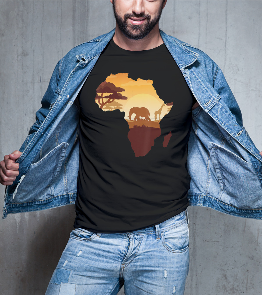 Wildlife Safari Animals Ivory Elephant Africa Silhouette Sunset T-Shirt