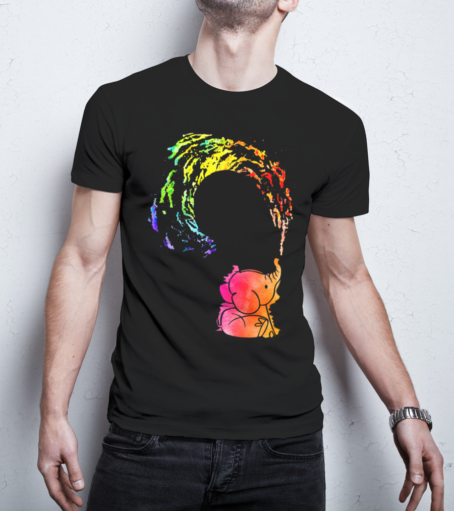 Rainbow Wave Elephant Painting Wall T-Shirt