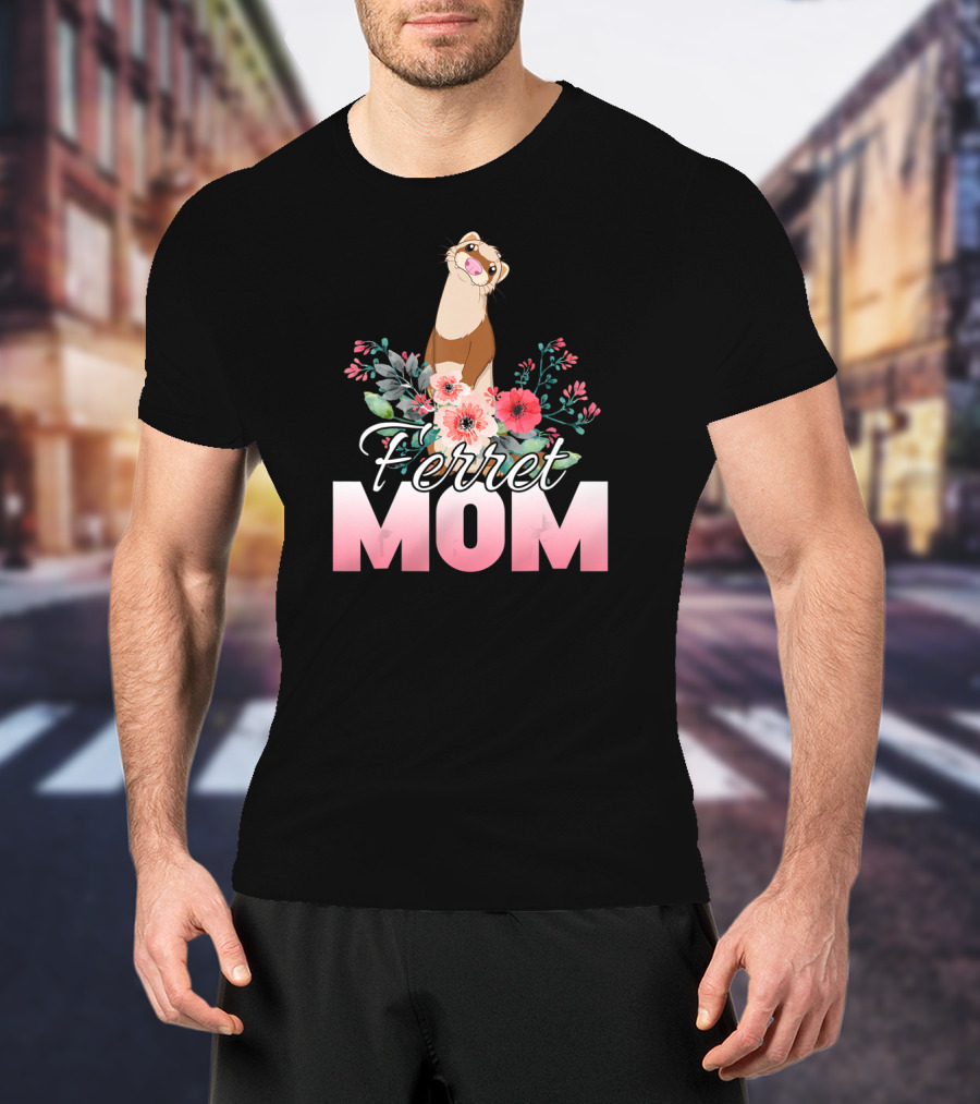 Ferret Mom Floral T-Shirt
