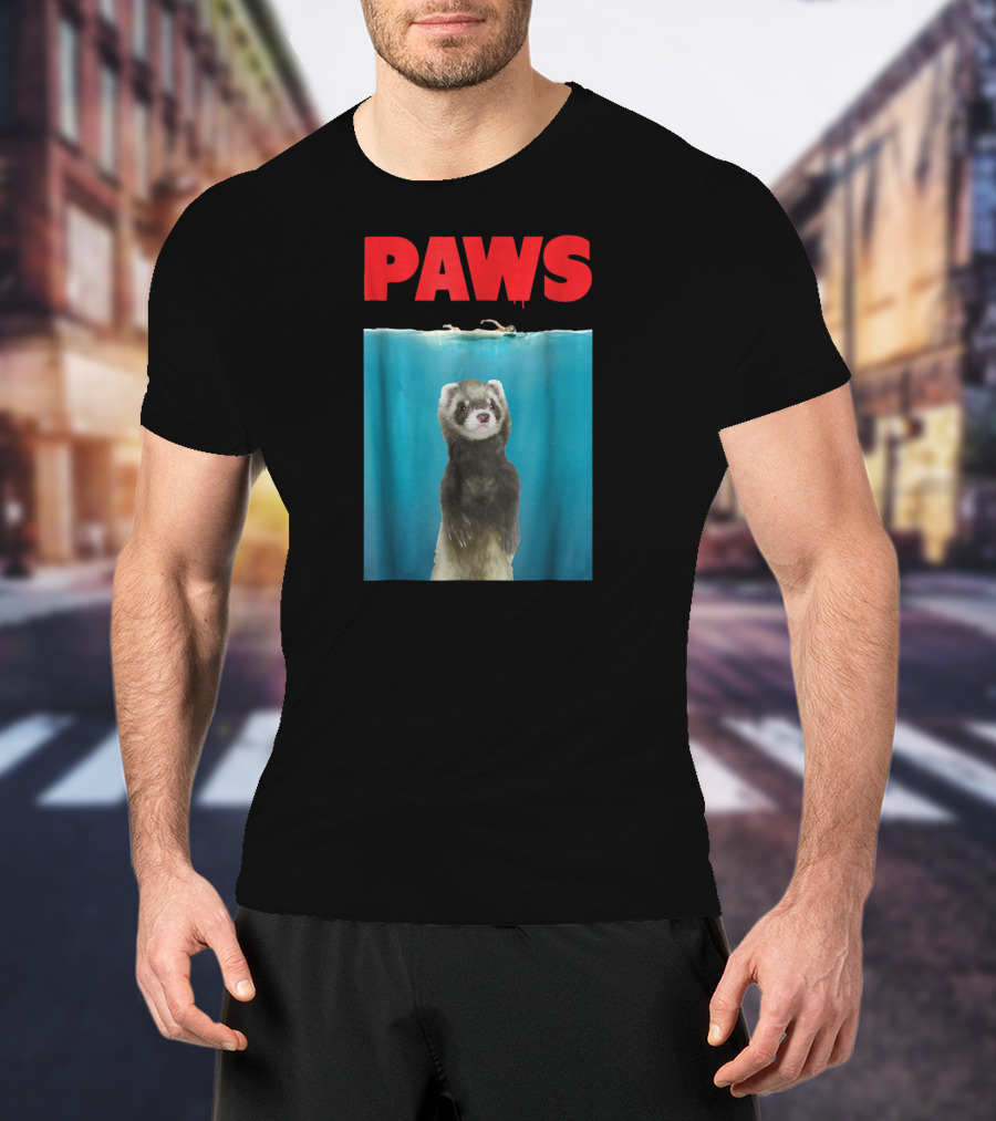 Paws Ferret Jaws Parody For Ferret Lovers T-Shirt