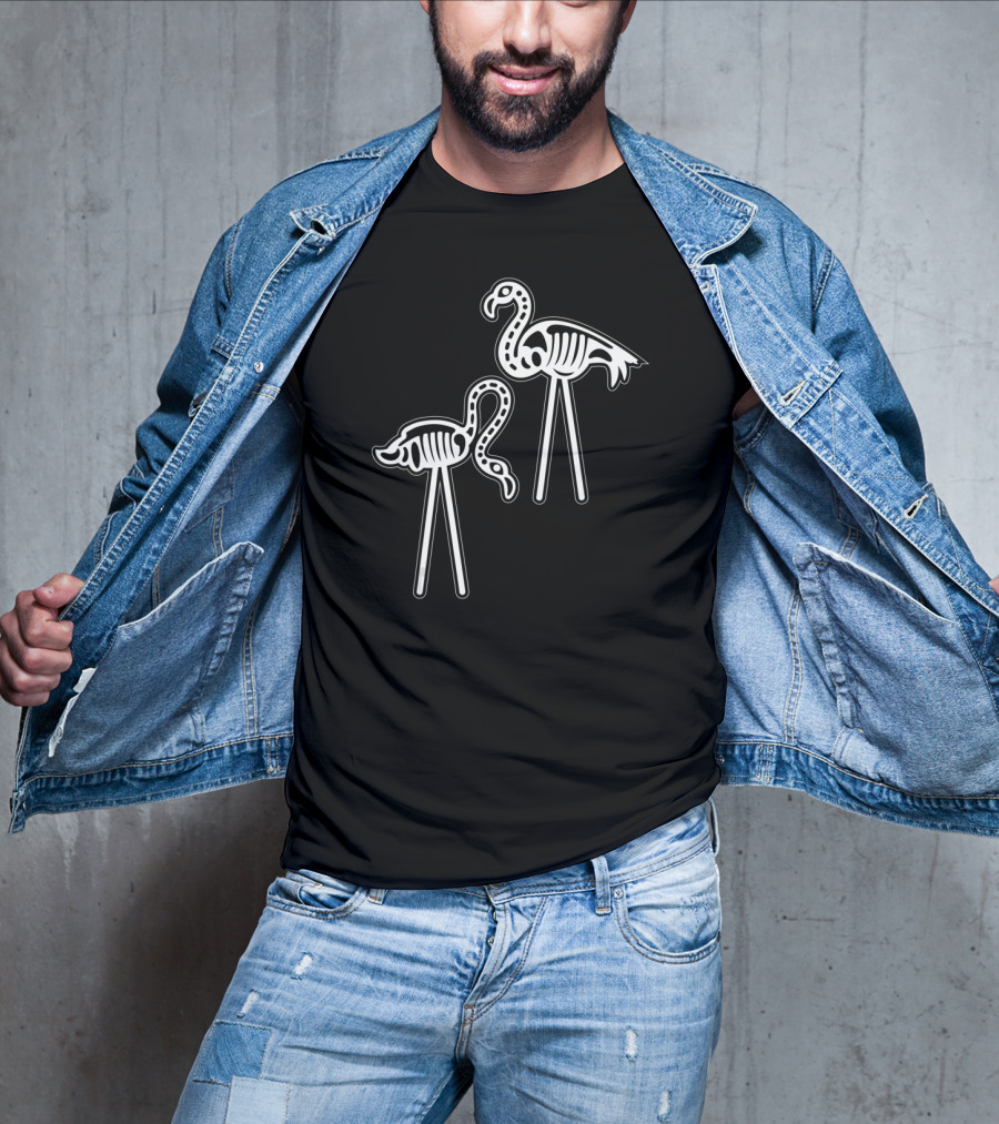 Flamingo Skeleton Funny Halloween Luau Party T-Shirt