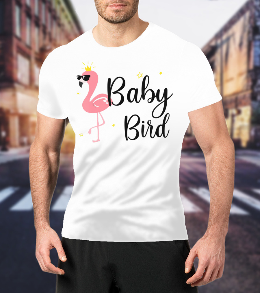 Baby Bird Flamingo Sunglasses Crown Stars T-Shirt