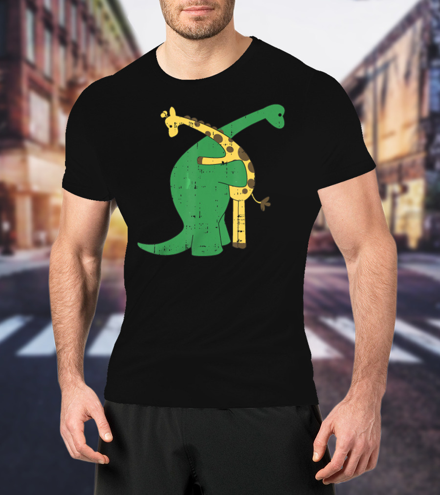 Giraffe Dinosaur Love Hug Safari Animals Dino T-Shirt