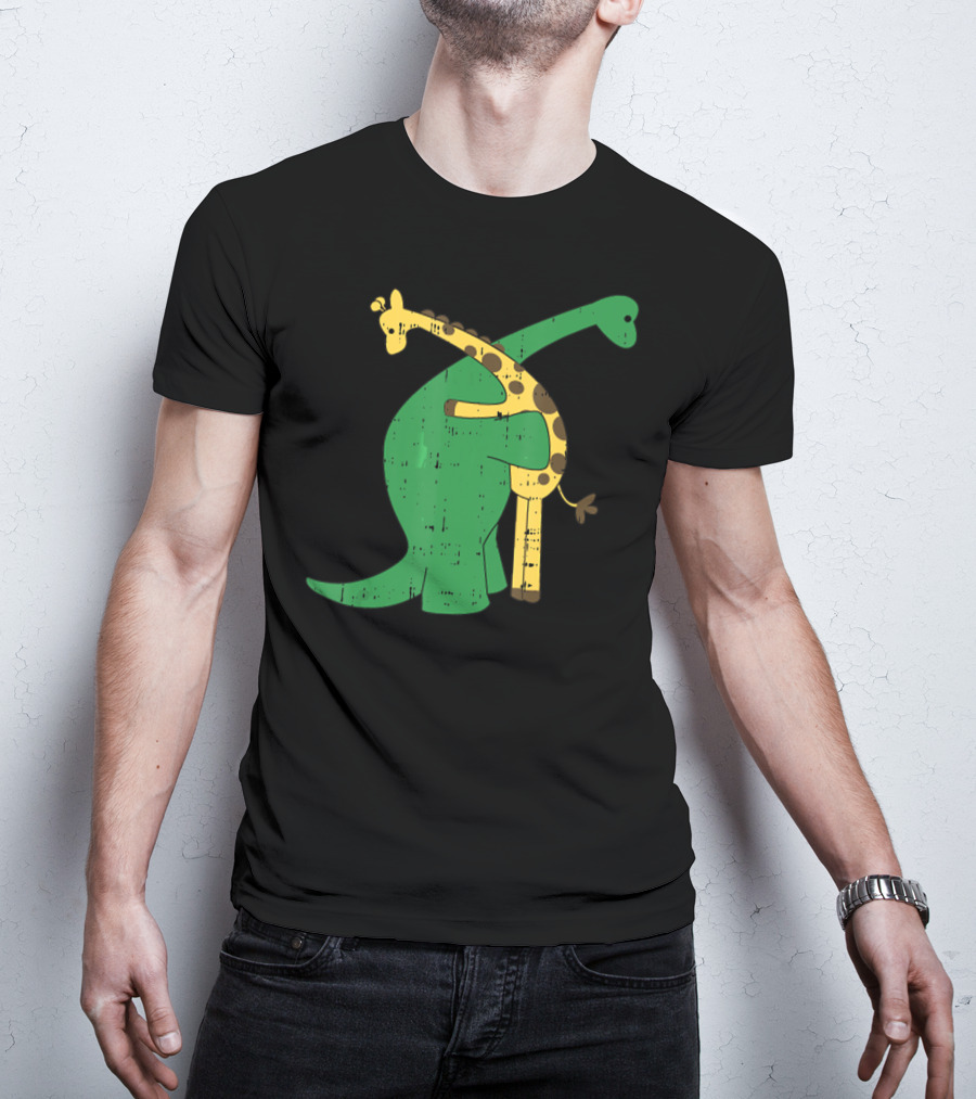 Giraffe Dinosaur Love Hug Safari Animals Dino T-Shirt