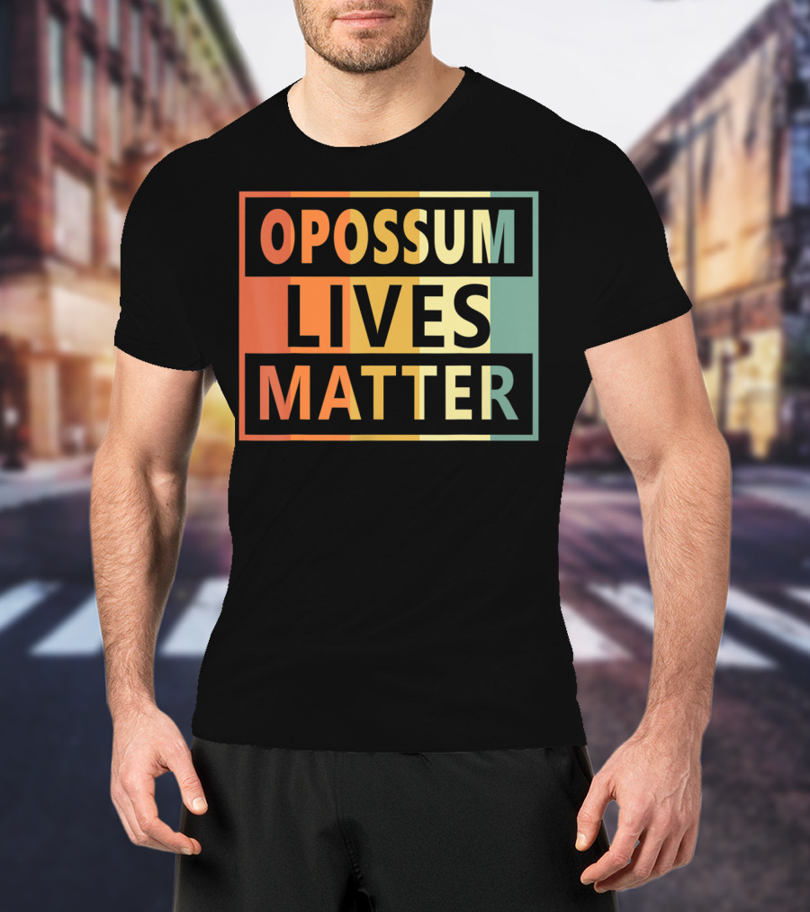 Opossum Lives Matter Vintage Vegan Opossum Lover Retro Stripes T-Shirt