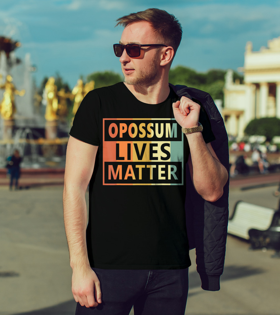 Opossum Lives Matter Vintage Vegan Opossum Lover Retro Stripes T-Shirt