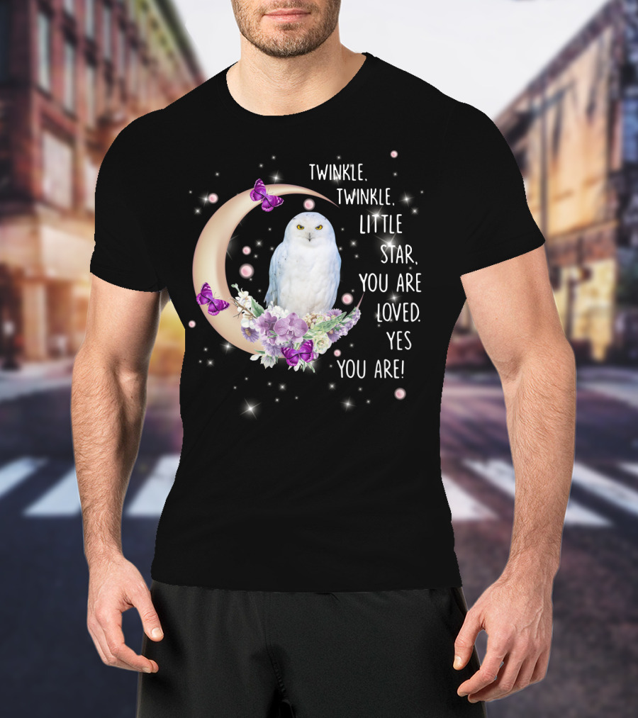 Twinkle Twinkle Little Star You Are Loved Yes You Are Owl Moon Butterflies T-Shirt