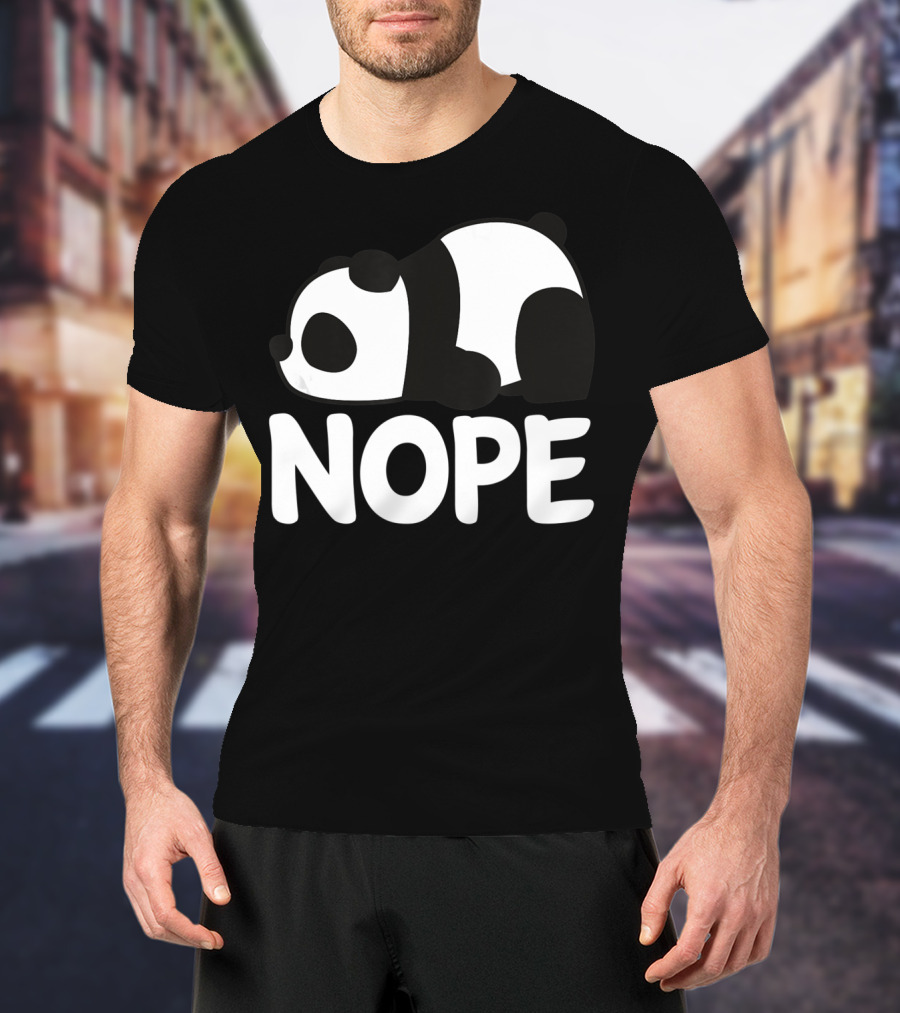 Nope Not Today Lazy Panda Womens Girls Animal T-Shirt