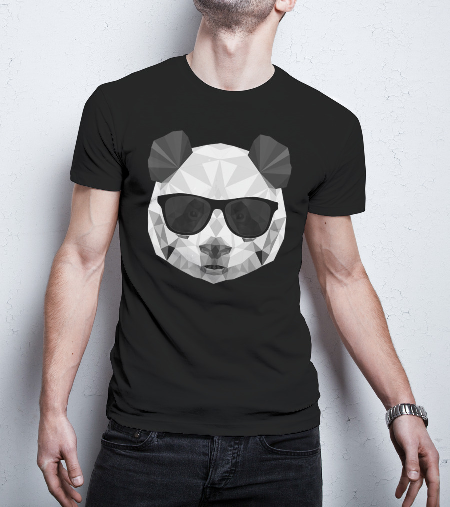 Panda Panda Polygonal Sunglasses Geometric T-Shirt