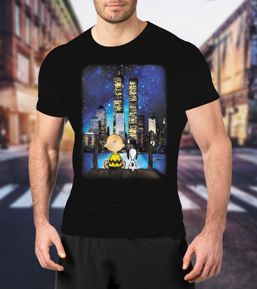 Always Remember Snoopy The Peanuts Movie Twin Towers Charlie Brown Night Sky T-Shirt