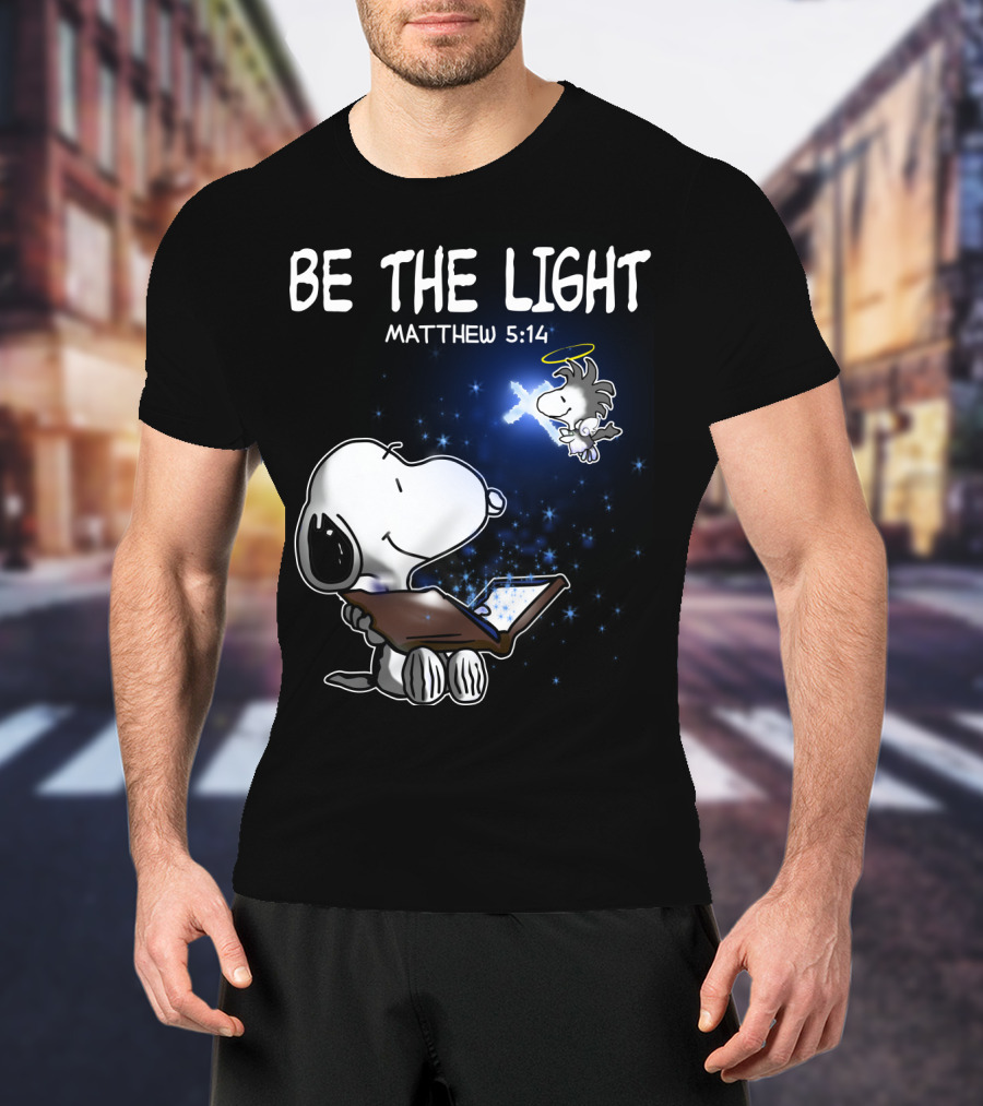 Be The Light Matthew 5:14 Snoopy The Peanuts Movie Woodstock Angel T-Shirt