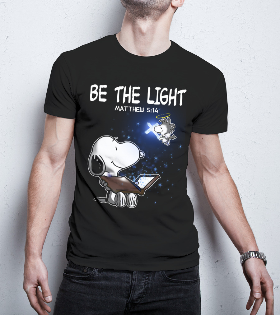 Be The Light Matthew 5:14 Snoopy The Peanuts Movie Woodstock Angel T-Shirt