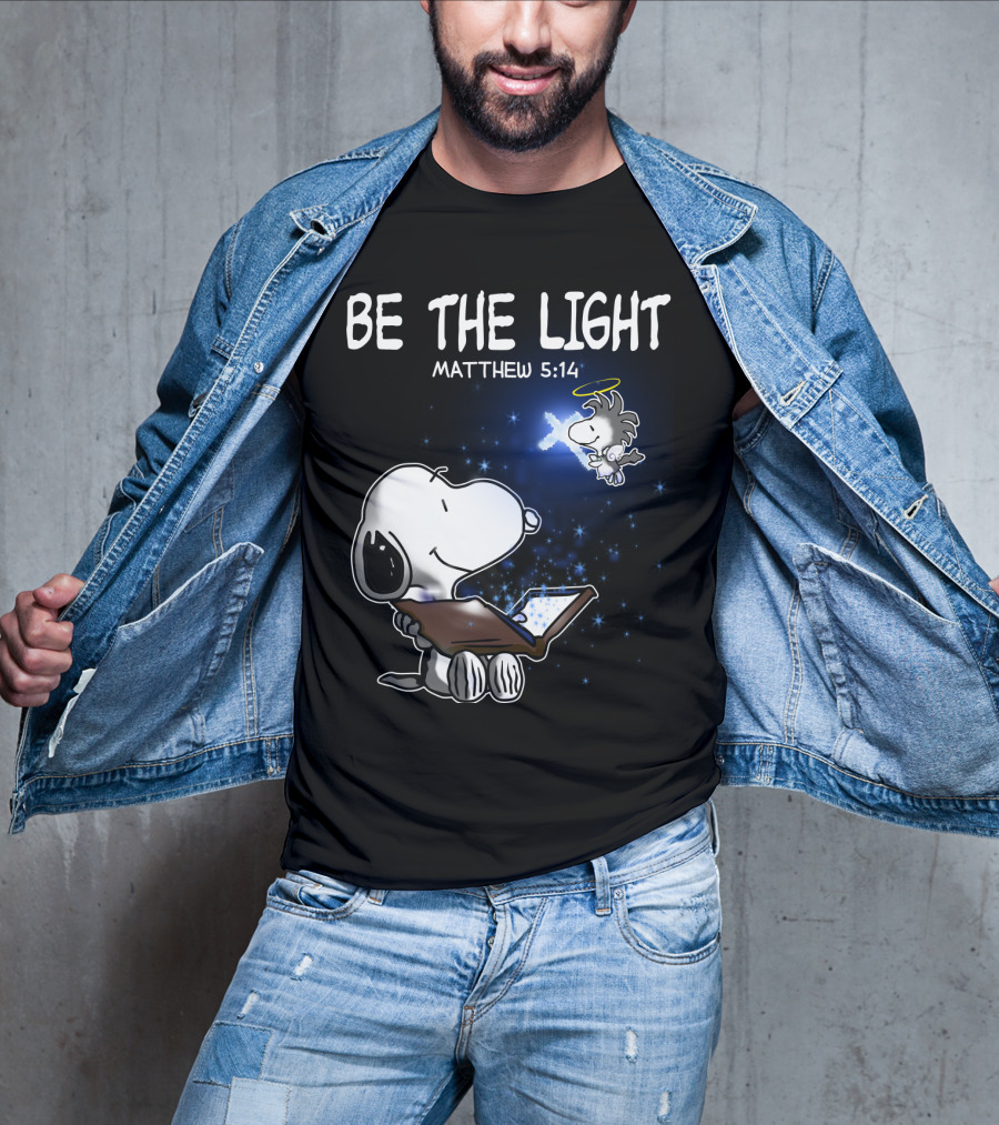 Be The Light Matthew 5:14 Snoopy The Peanuts Movie Woodstock Angel T-Shirt