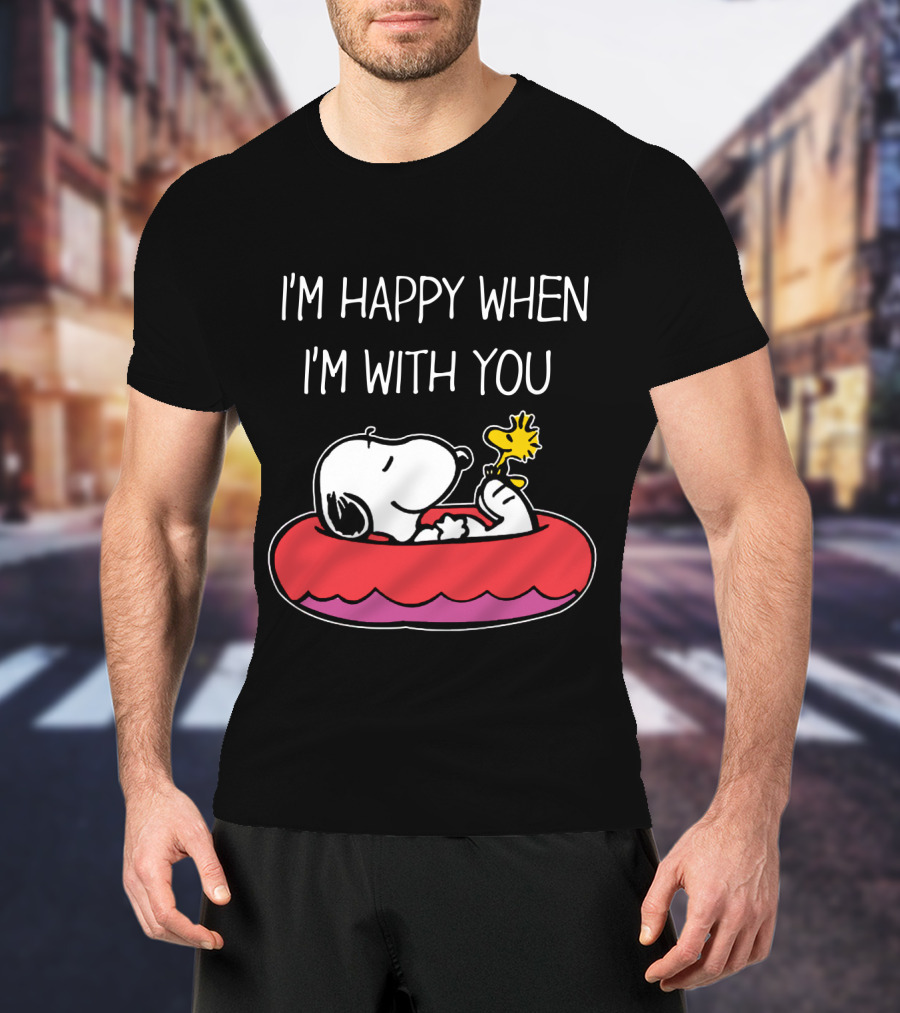 I'm Happy When I'm With You Snoopy And Woodstock Peanuts Float T-Shirt