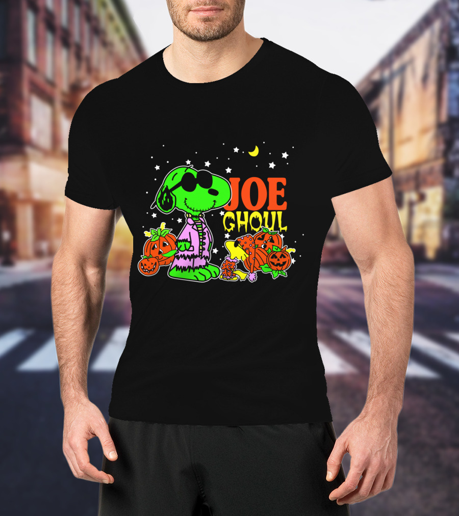 Joe Ghoul Halloween Snoopy Peanuts Pumpkins Moon Stars T-Shirt