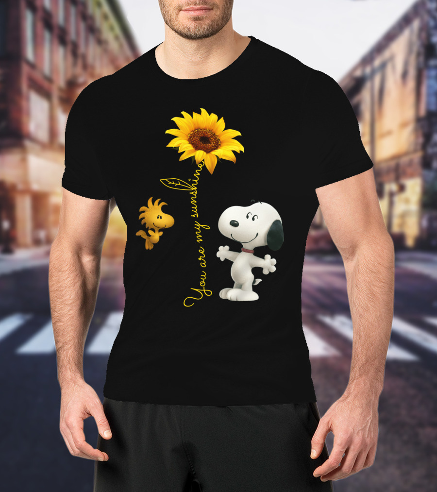 You Are My Sunshine Hippie Snoopy Woodstock Sunflower Peanuts Movie T-Shirt