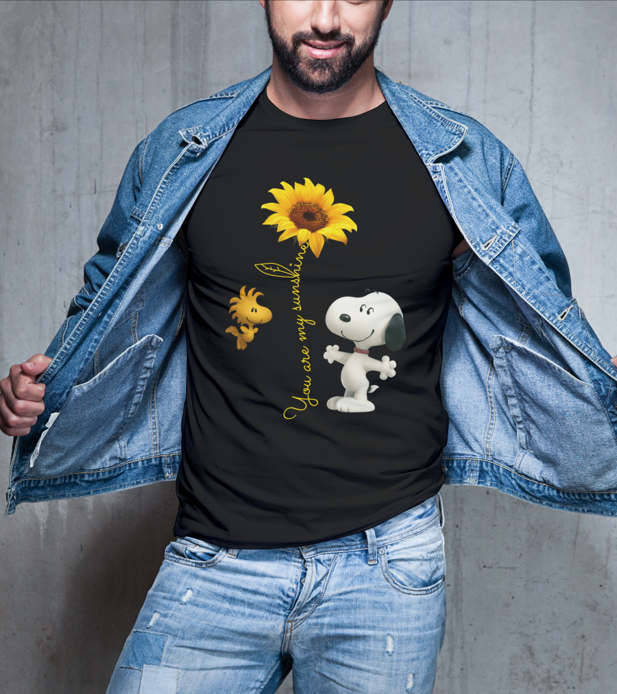 You Are My Sunshine Hippie Snoopy Woodstock Sunflower Peanuts Movie T-Shirt