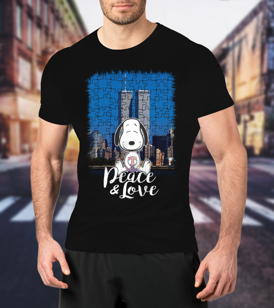 Peace And Love Snoopy 11th September The Peanuts Movie Twin Towers T-Shirt