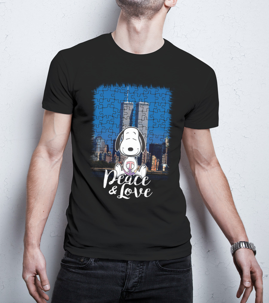 Peace And Love Snoopy 11th September The Peanuts Movie Twin Towers T-Shirt