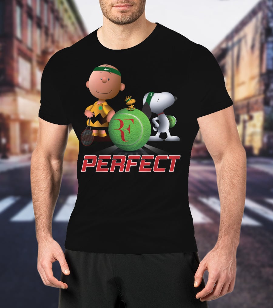 Perfect Roger Federer Tennis Pro Snoopy Charlie Brown Peanuts T-Shirt