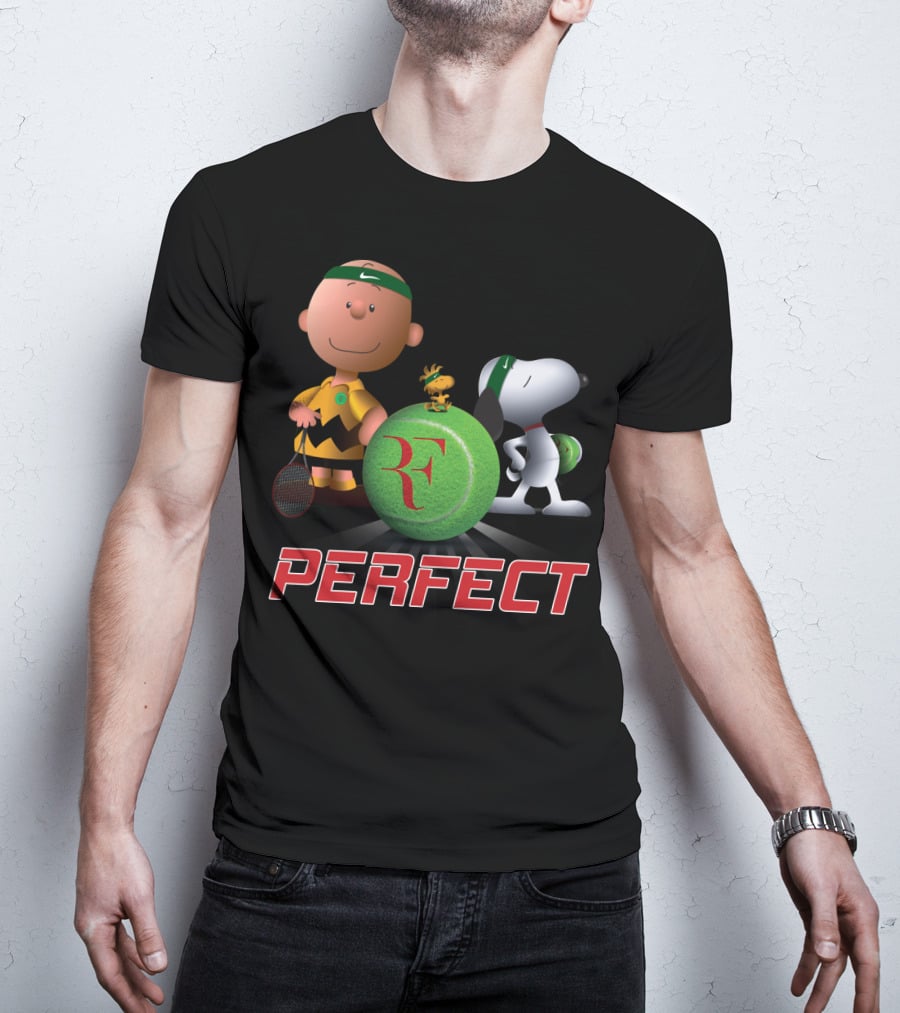 Perfect Roger Federer Tennis Pro Snoopy Charlie Brown Peanuts T-Shirt