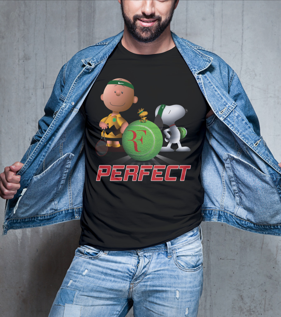 Perfect Roger Federer Tennis Pro Snoopy Charlie Brown Peanuts T-Shirt