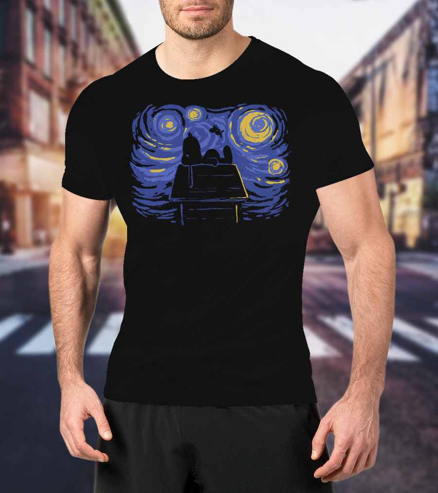Van Gogh Starry Night Snoopy Peanuts Iconic T-Shirt