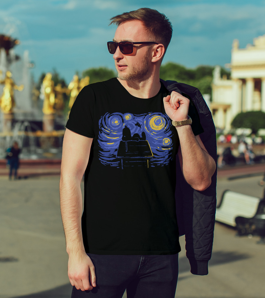 Van Gogh Starry Night Snoopy Peanuts Iconic T-Shirt
