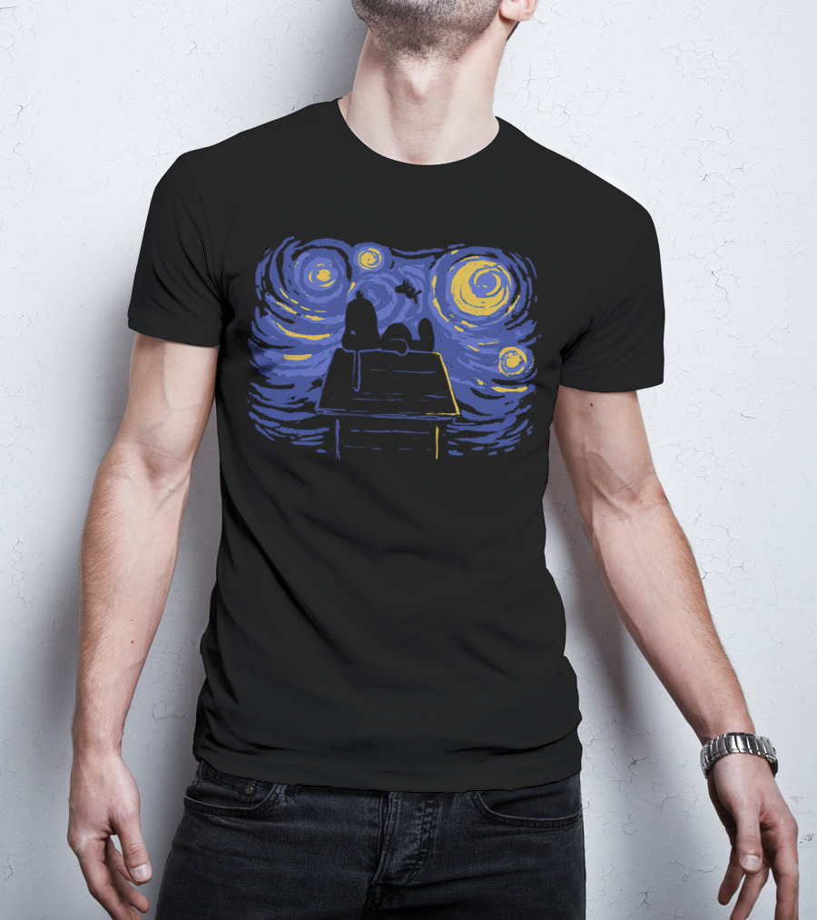 Van Gogh Starry Night Snoopy Peanuts Iconic T-Shirt