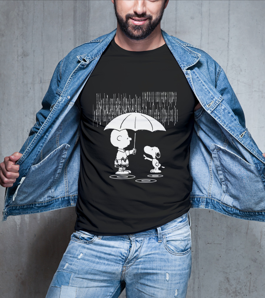 Waiting For You Under The Rainstorm Snoopy And Charlie Brown The Peanuts Movie T-Shirt