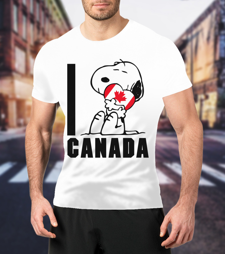 I Love Canada Snoopy Hugging Maple Leaf The Peanuts Movie T-Shirt
