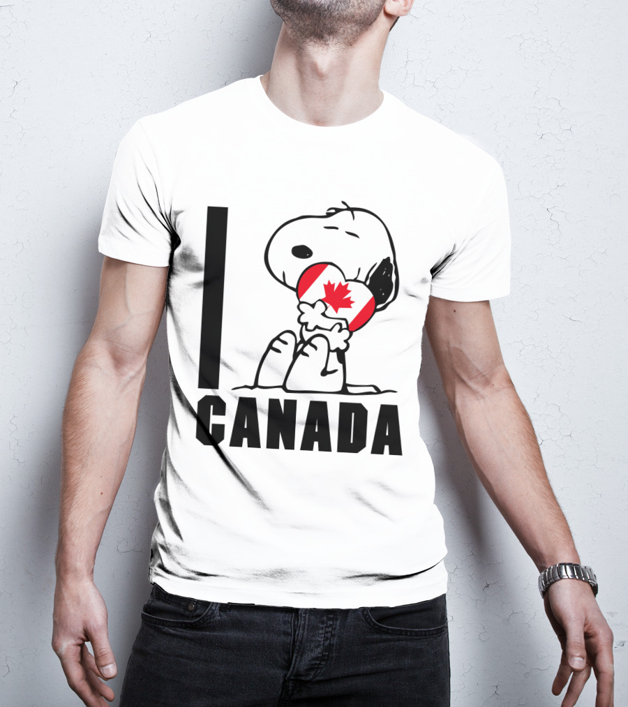 I Love Canada Snoopy Hugging Maple Leaf The Peanuts Movie T-Shirt