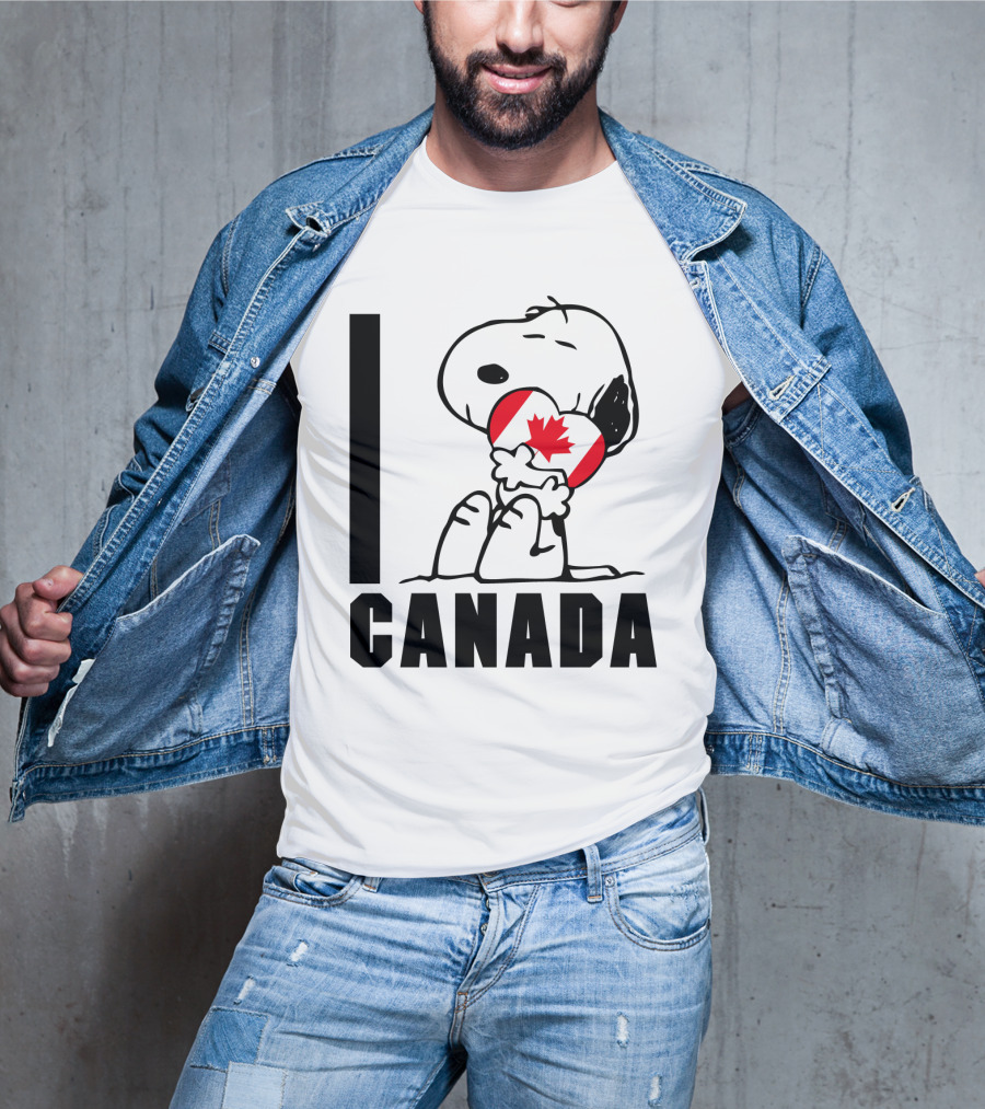 I Love Canada Snoopy Hugging Maple Leaf The Peanuts Movie T-Shirt