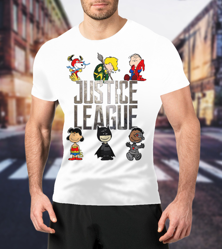 Justice League Peanuts Characters Featuring Snoopy Linus And Friends T-Shirt