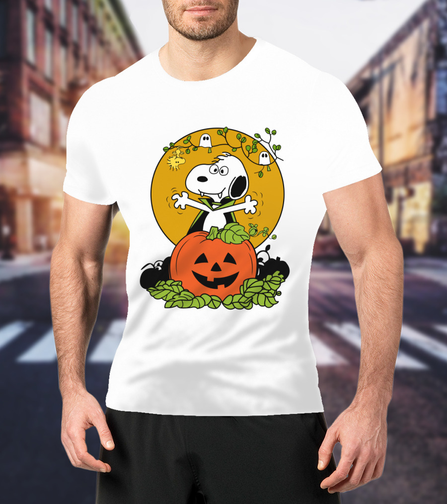 Pumpkin Halloween Snoopy Vampire Peanuts Movie Ghosts Jack-O'-Lantern T-Shirt