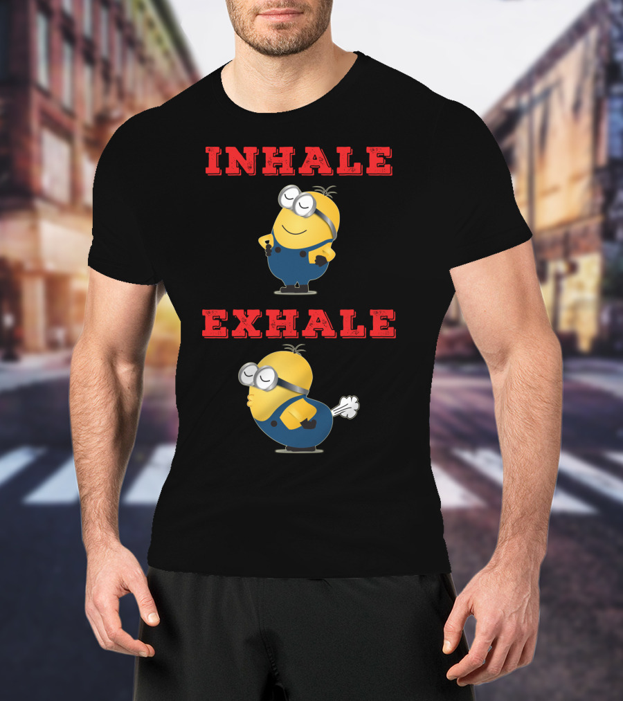 Minions Inhale Exhale Yoga Humor Despicable Me T-Shirt