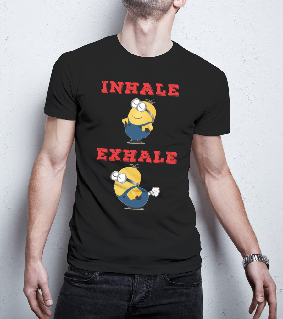 Minions Inhale Exhale Yoga Humor Despicable Me T-Shirt