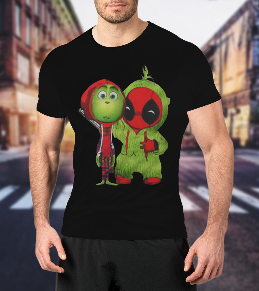 Baby Deadpool And Grinch Mashup Playful Duo T-Shirt