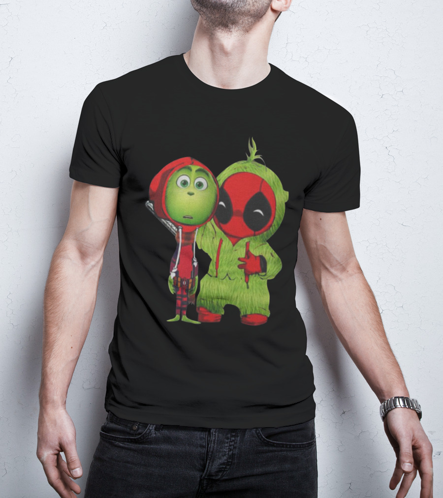 Baby Deadpool And Grinch Mashup Playful Duo T-Shirt