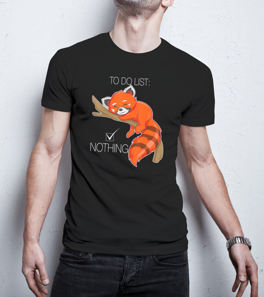 Red Panda To Do List Nothing Sleep Lazy Day T-Shirt