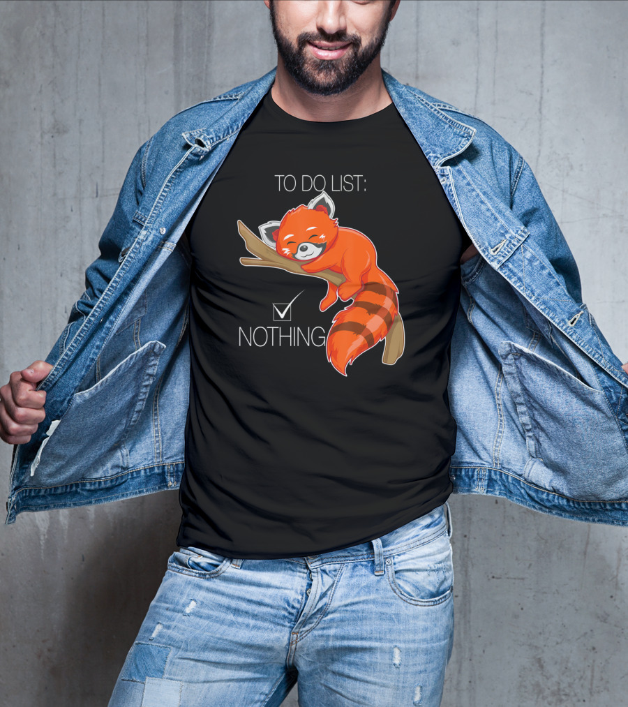 Red Panda To Do List Nothing Sleep Lazy Day T-Shirt