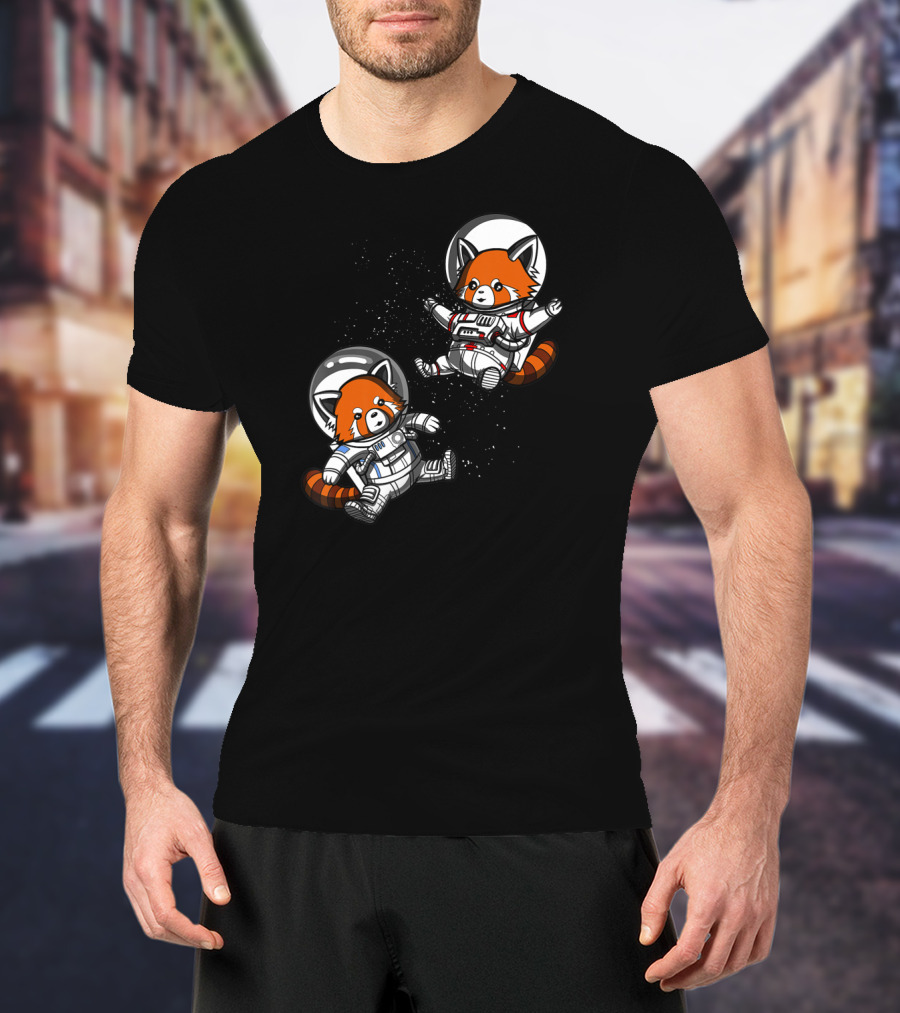 Red Panda Space Astronauts Cosmic Adventure T-Shirt
