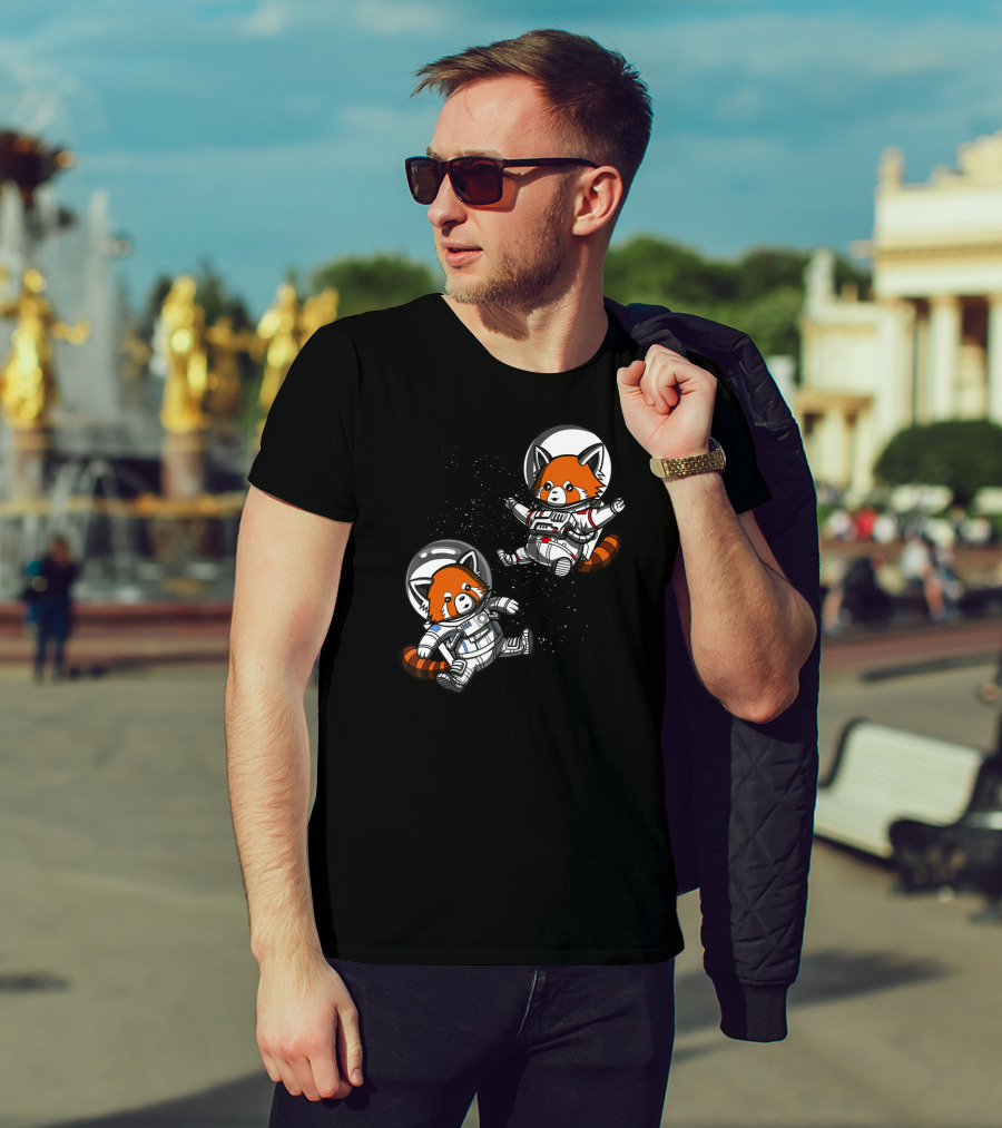 Red Panda Space Astronauts Cosmic Adventure T-Shirt