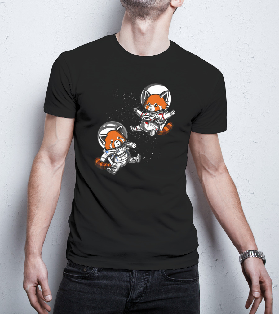 Red Panda Space Astronauts Cosmic Adventure T-Shirt
