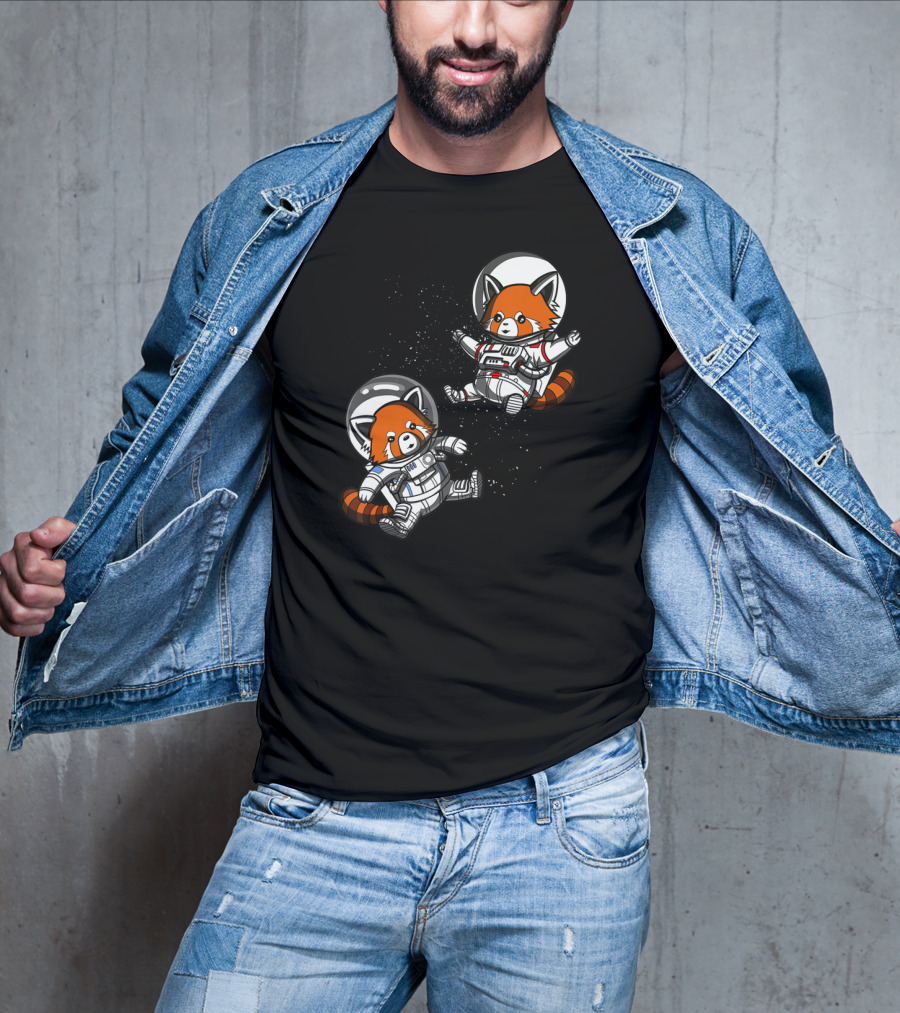 Red Panda Space Astronauts Cosmic Adventure T-Shirt