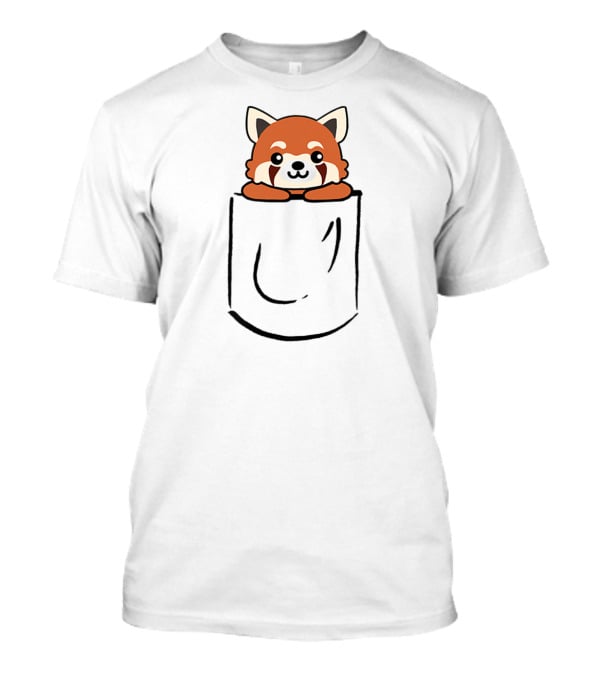 Cute Red Panda Peeking Out Of Pocket T-Shirt