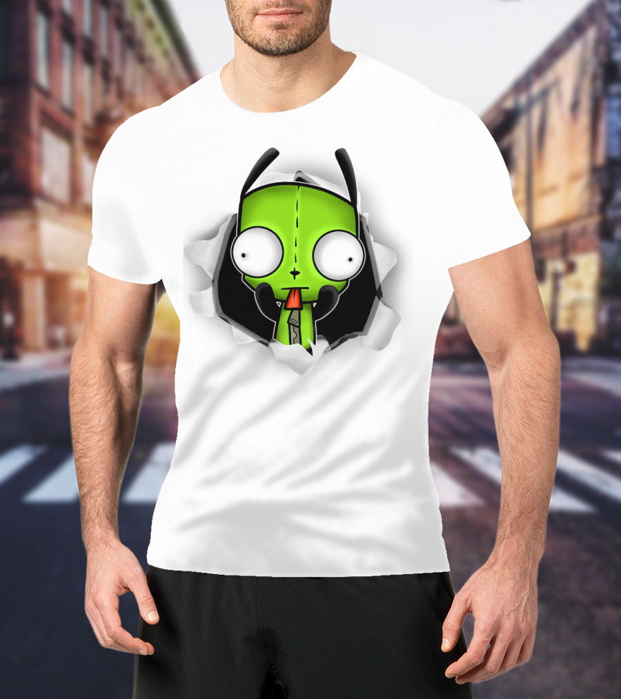 Invader Zim Gir 3D Hole Robot Face T-Shirt