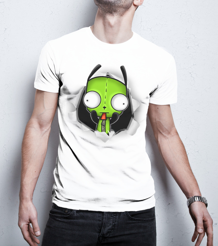 Invader Zim Gir 3D Hole Robot Face T-Shirt