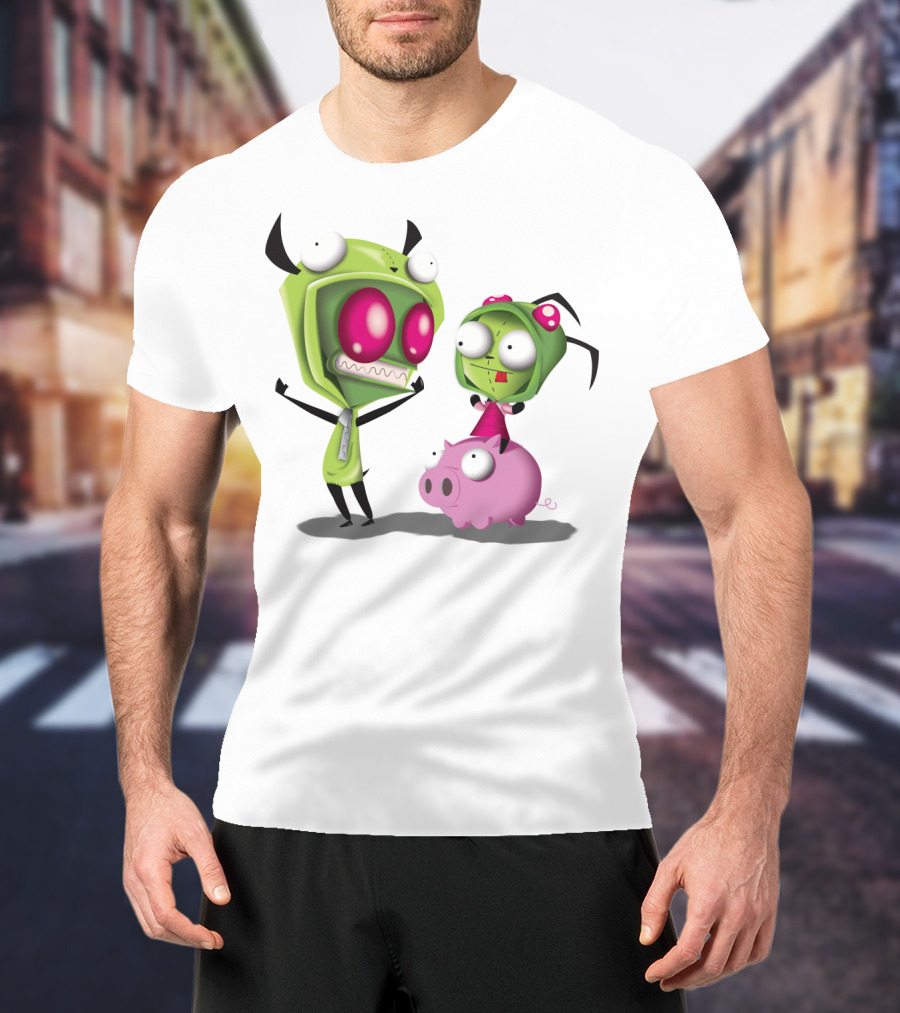 Cosplay Invader Zim Gir Halloween Characters On Pig T-Shirt
